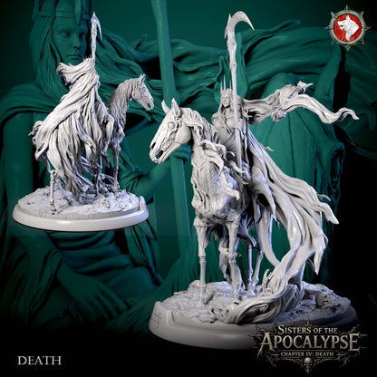 Two views of Death on the 50 mm round scenic base with the scythe standard.