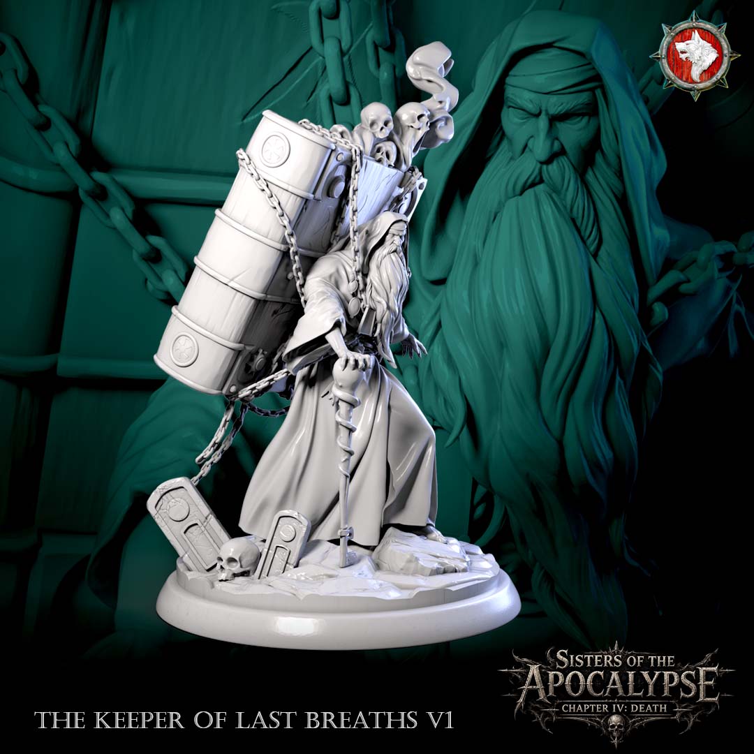 Keeper with the Chained Tome, three-quarter view with the serpent-wound staff.