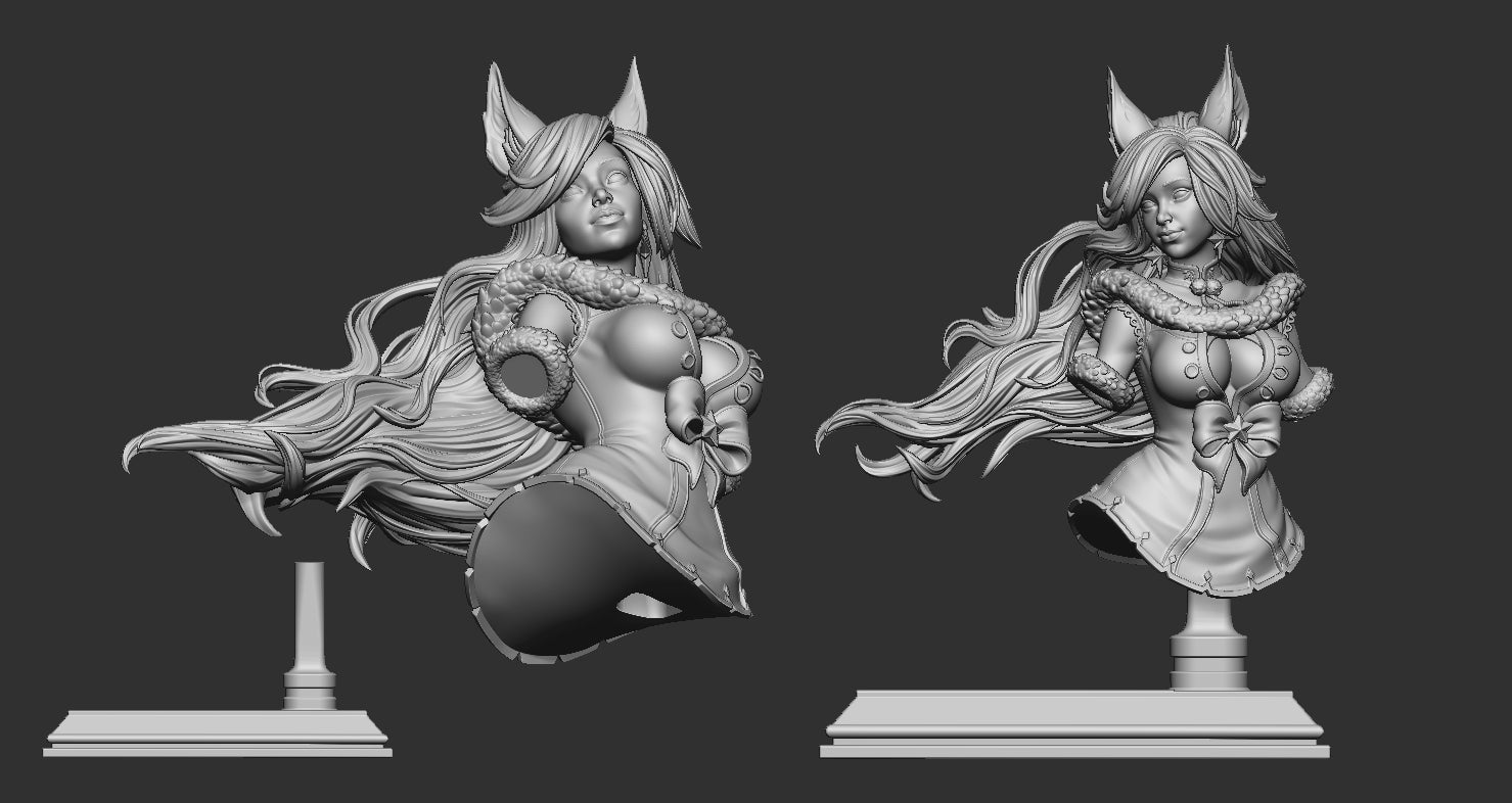 Designer size reference sheet for the Zarya Snezhnaya bust and stand
