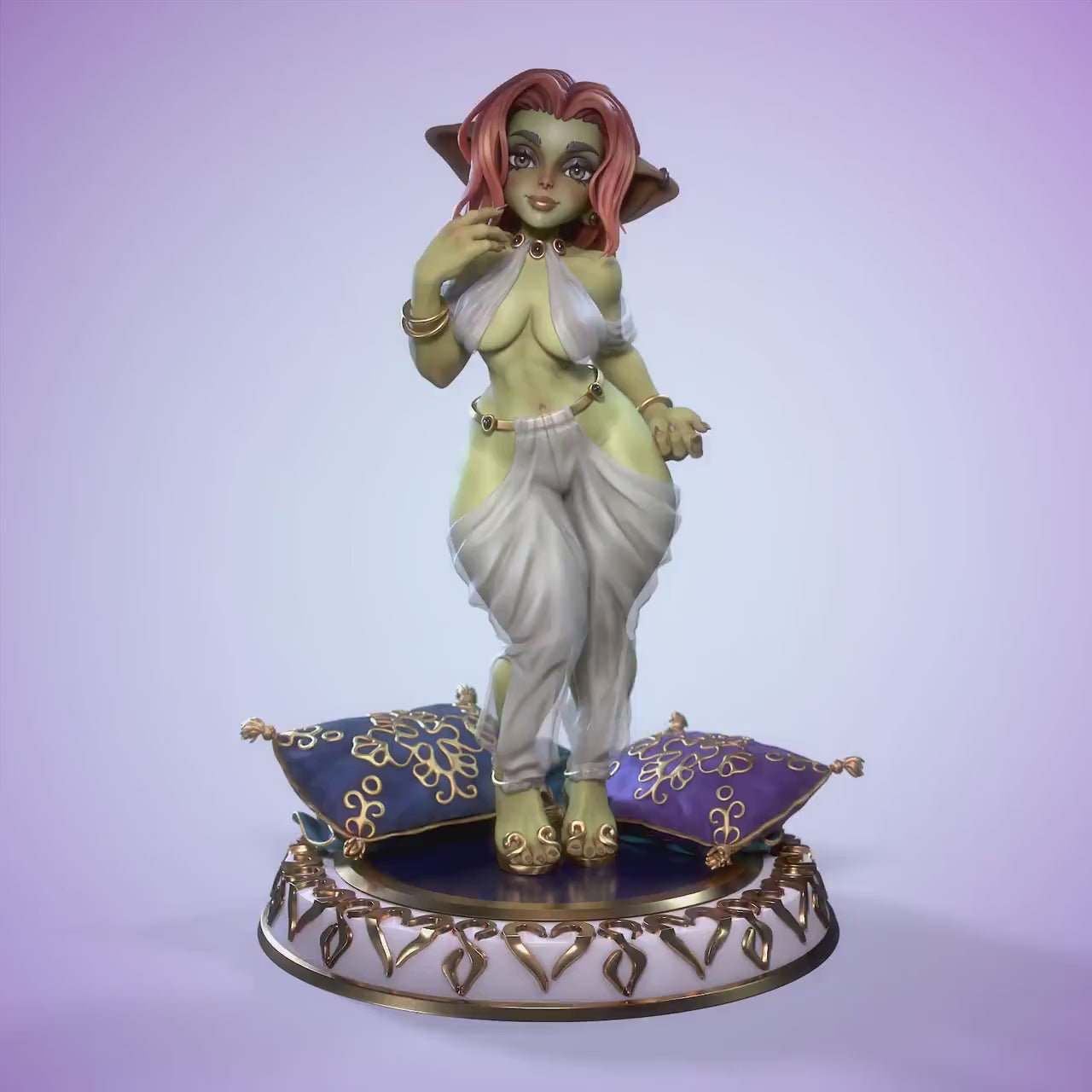 Goblin Girl Pinup (Aikten) | Nude or Clothed | 75/120mm Scale | Resin 3D Printed Miniature | Ronin Arts Workshop