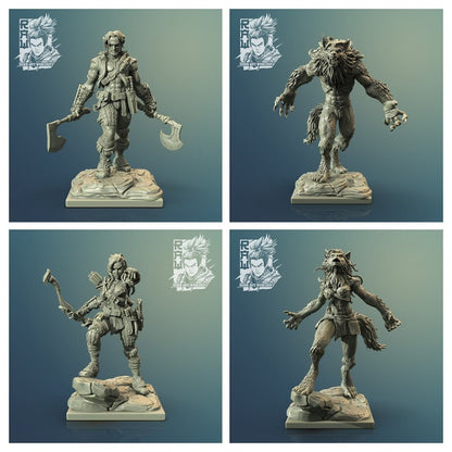 Werewolf / Lycanthrope | Male and Female | Resin 3D Print | Ronin Arts Workshop