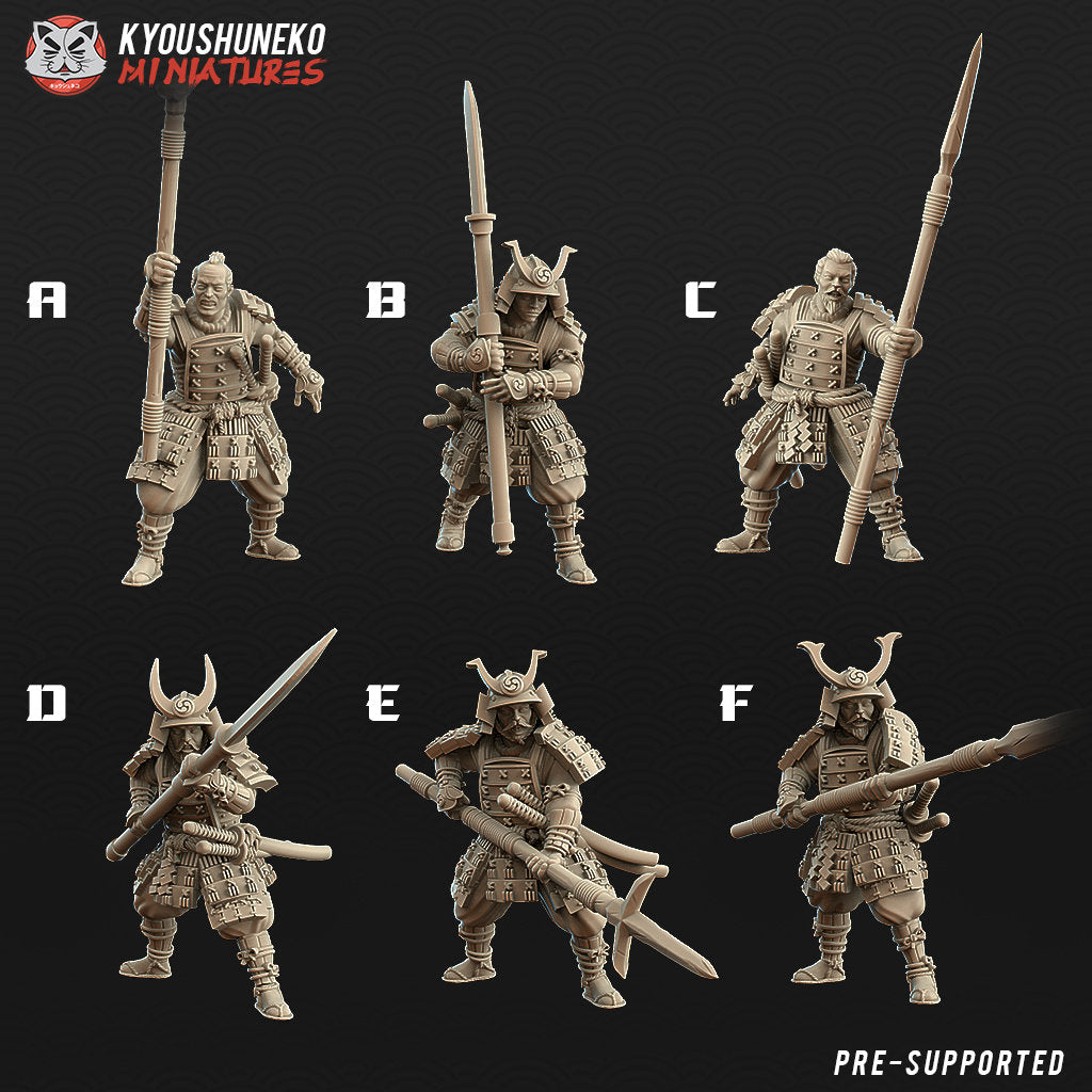 Samurai Spearmen | Resin 3D Printed Miniatures | Kyoushuneko | Table Top Gaming | RPG | D&D | Pathfinder