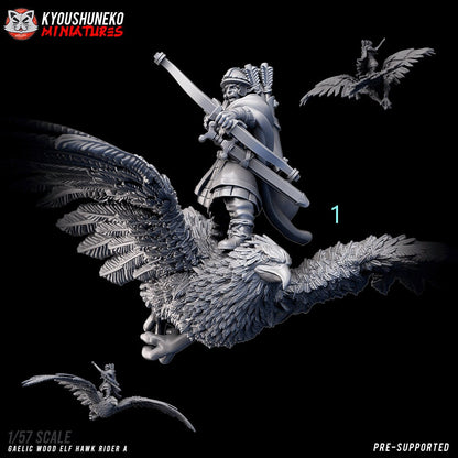 Hawk Riders  (Gaelic Wood Elves) | Resin 3D Printed Miniatures | Kyoushuneko | Table Top Gaming | RPG | D&D | Pathfinder
