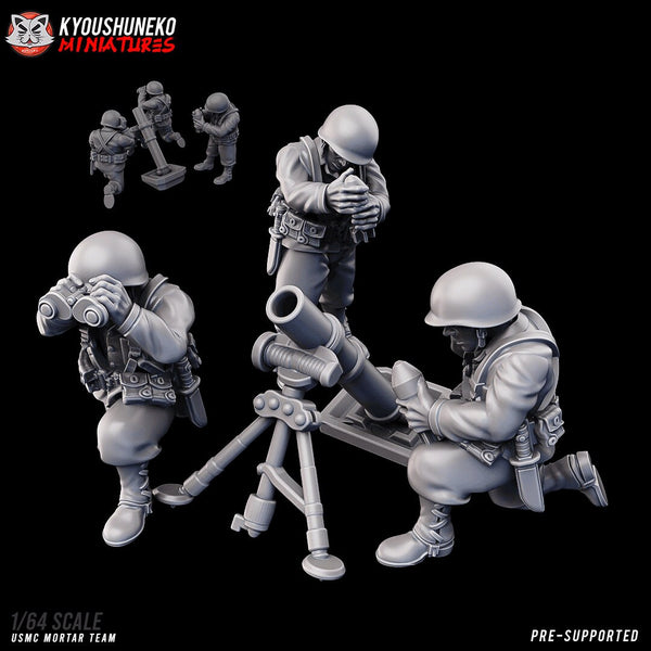 WW2 USMC M2 Mortar Team | Resin 3D Printed Miniature | Kyoushuneko