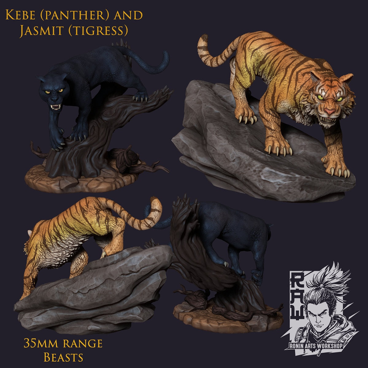RPG Lions and Panthers | Resin 3D Print | Ronin Arts Workshop