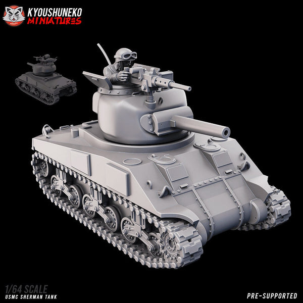 USMC Sherman Tank | 10/15/28/32mm scale | Resin 3D Printed Miniature | Kyoushuneko