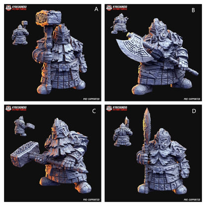 Dwarf Rune Guardians | Big Models! | Resin 3D Printed Miniatures | Kyoushuneko | Table Top Gaming | RPG | D&D | Pathfinder