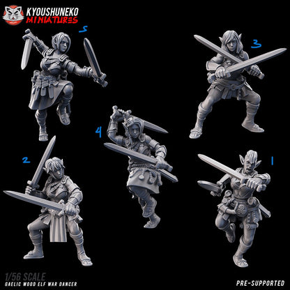 War Dancers  (Gaelic Wood Elves) | Resin 3D Printed Miniatures | Kyoushuneko | Table Top Gaming | RPG | D&D | Pathfinder