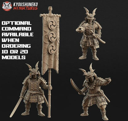 Samurai Spearmen | Resin 3D Printed Miniatures | Kyoushuneko | Table Top Gaming | RPG | D&D | Pathfinder