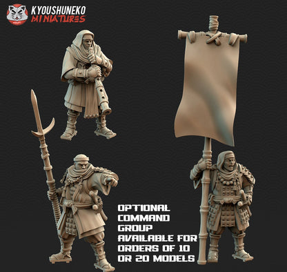 Japanese Sohei Monk Swordsmen | Resin 3D Printed Miniatures | Kyoushuneko | Table Top Gaming | RPG | D&D | Pathfinder