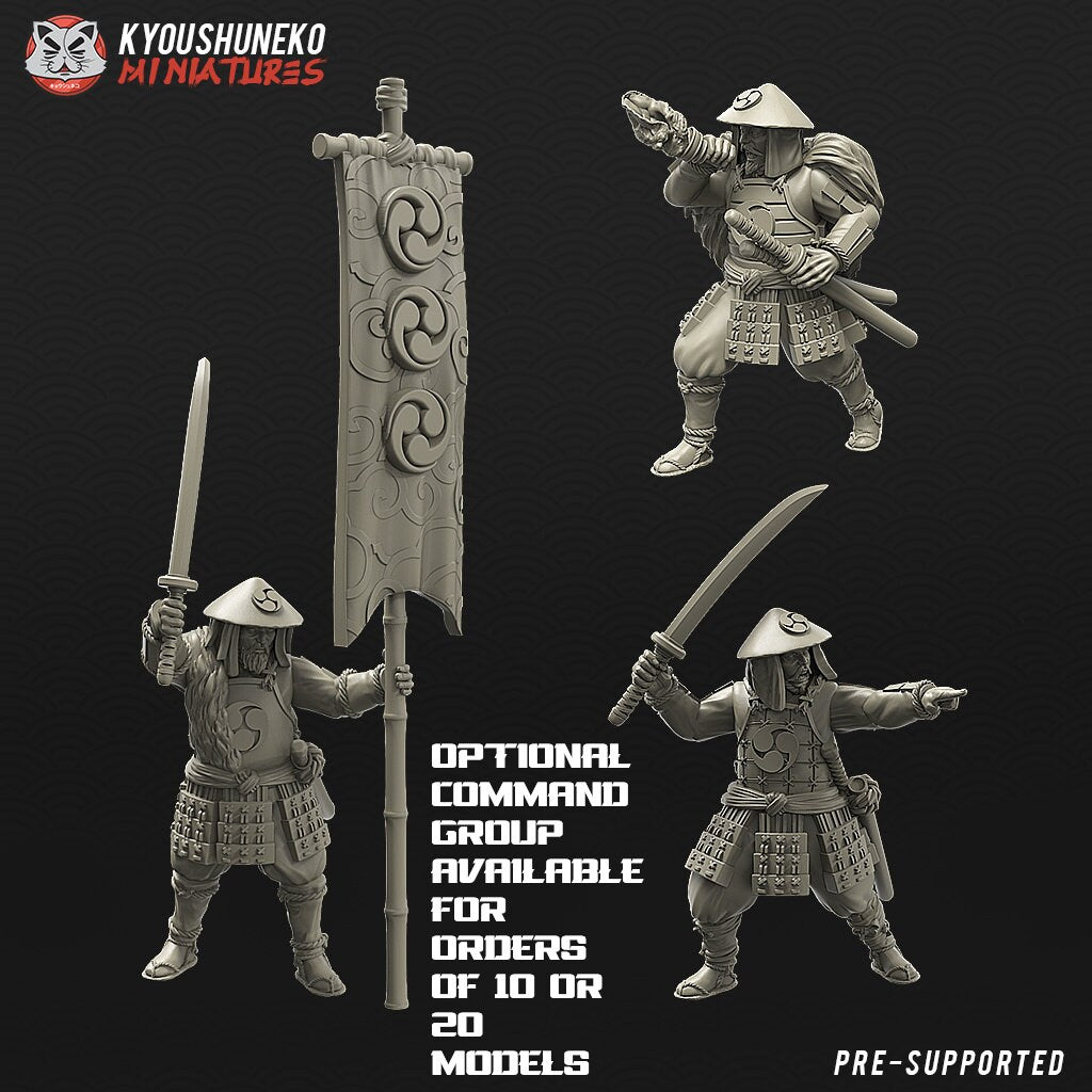 Japanese Ashigaru Spearmen | Resin 3D Printed Miniatures | Kyoushuneko | Table Top Gaming | RPG | D&D | Pathfinder