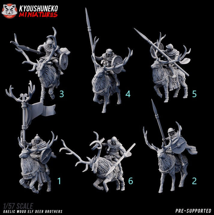 Wild Riders - Female + Male (Gaelic Wood Elves) | Resin 3D Printed Miniatures | Kyoushuneko | Table Top Gaming | RPG | D&D | Pathfinder