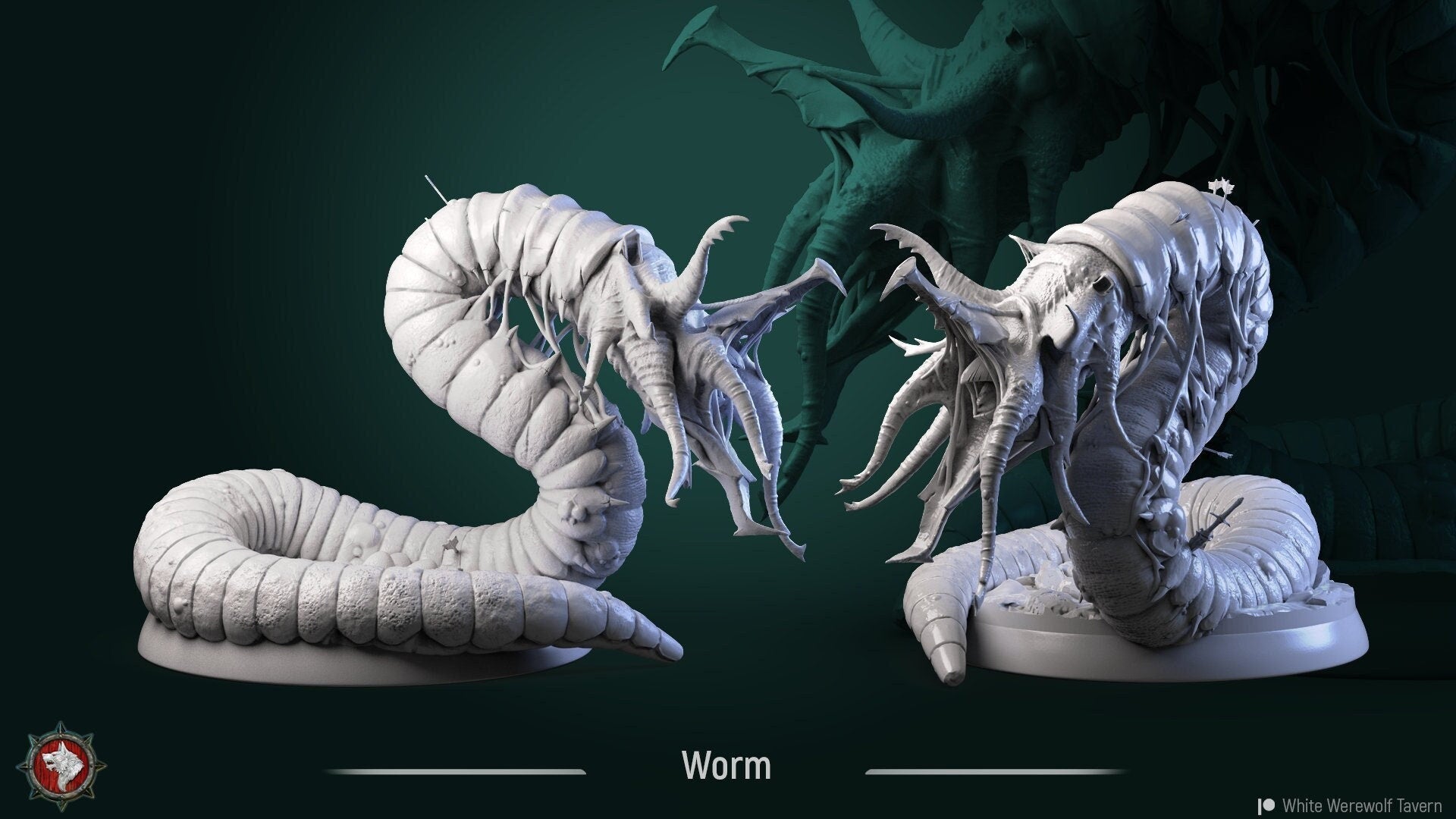 Worm / Huge Creature  | Multiple Scales | Resin 3D Printed Miniature | White Werewolf Tavern