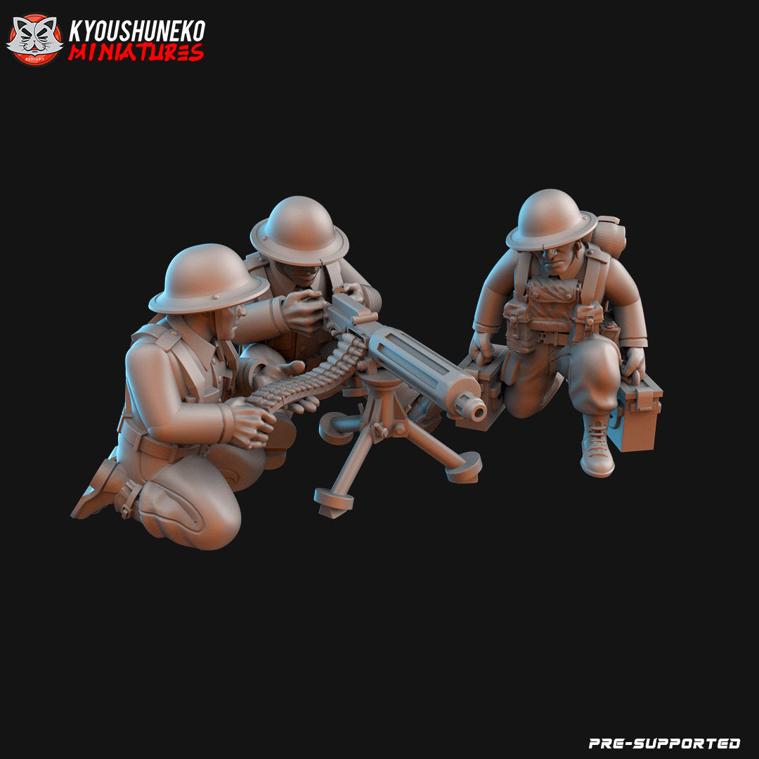 WW2 British MMG Team | Resin 3D Printed Miniature | Kyoushuneko