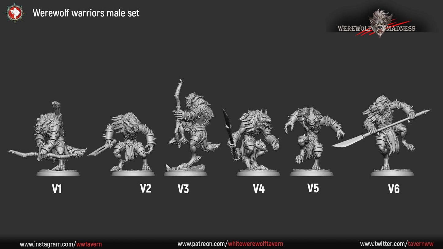 Werewolf Warriors - Males | Resin 3D Printed Miniature | White Werewolf Tavern