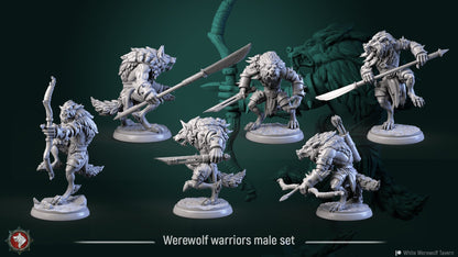 Werewolf Warriors - Males | Resin 3D Printed Miniature | White Werewolf Tavern