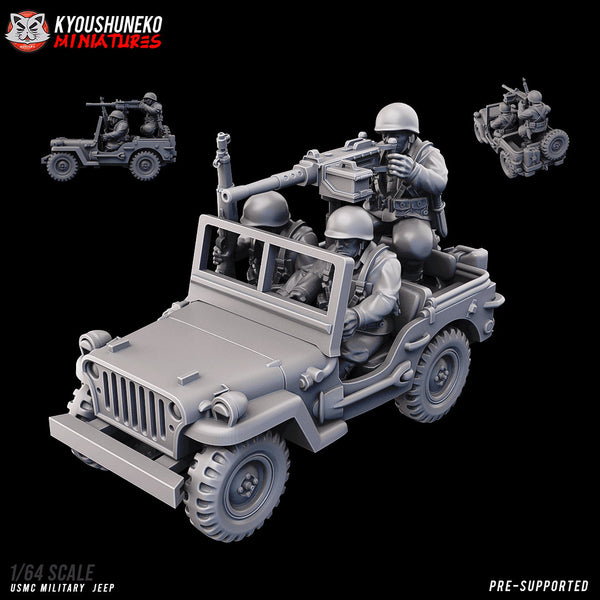 WW2 USMC Jeep Team | Resin 3D Printed Miniature | Kyoushuneko