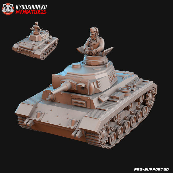 WW2 German Panzer III Tank | Resin 3D Printed Miniature | Kyoushuneko