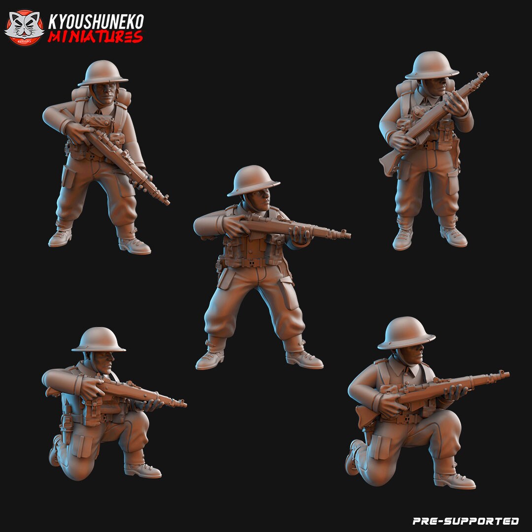 WW2 British Riflemen Unit | Resin 3D Printed Miniature | Kyoushuneko