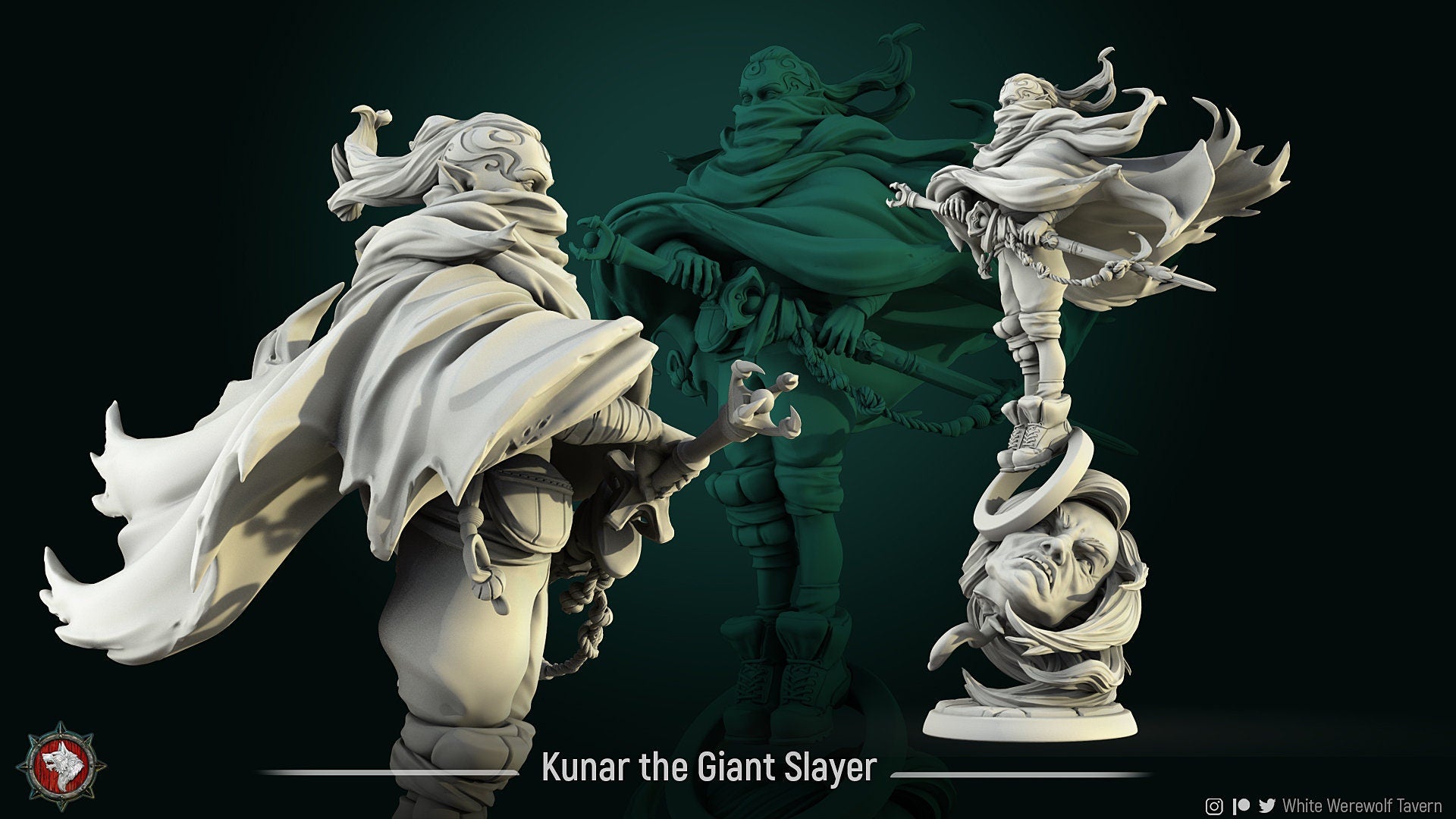 The Giant Slayer - Kunar | Resin 3D Printed Miniature | White Werewolf Tavern
