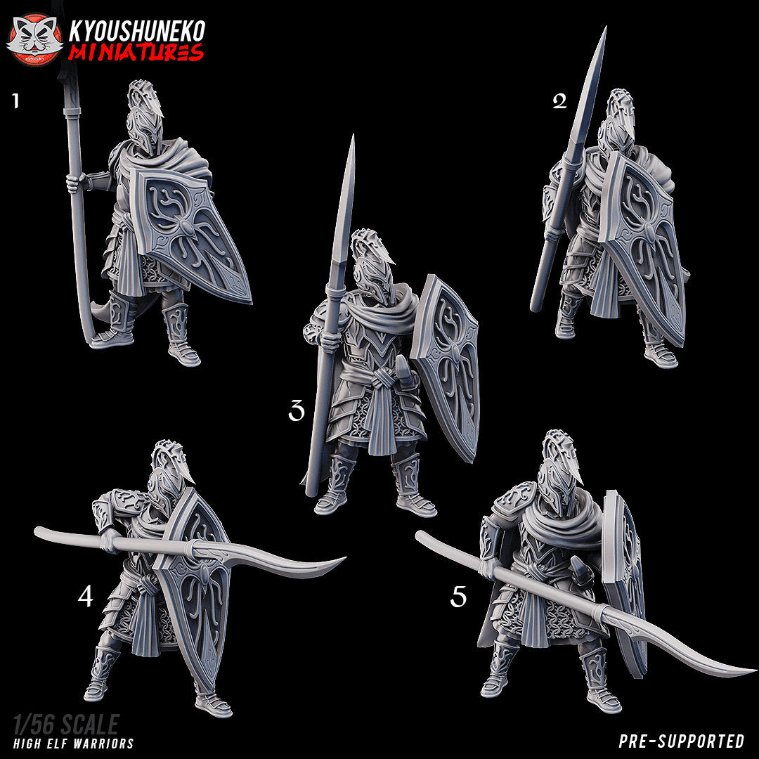 High Elf Spearmen | Resin 3D Printed Miniatures | Kyoushuneko | Table Top Gaming | RPG | D&D | Pathfinder