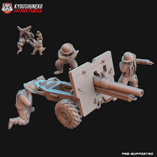 WW2 British 25lb Artillery Team | Resin 3D Printed Miniature | Kyoushuneko
