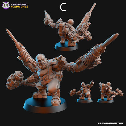 Dwarf Space Miners | Space Dwarfs / Squats / League of Votann | Resin 3D Printed Miniature | Kyoushuneko