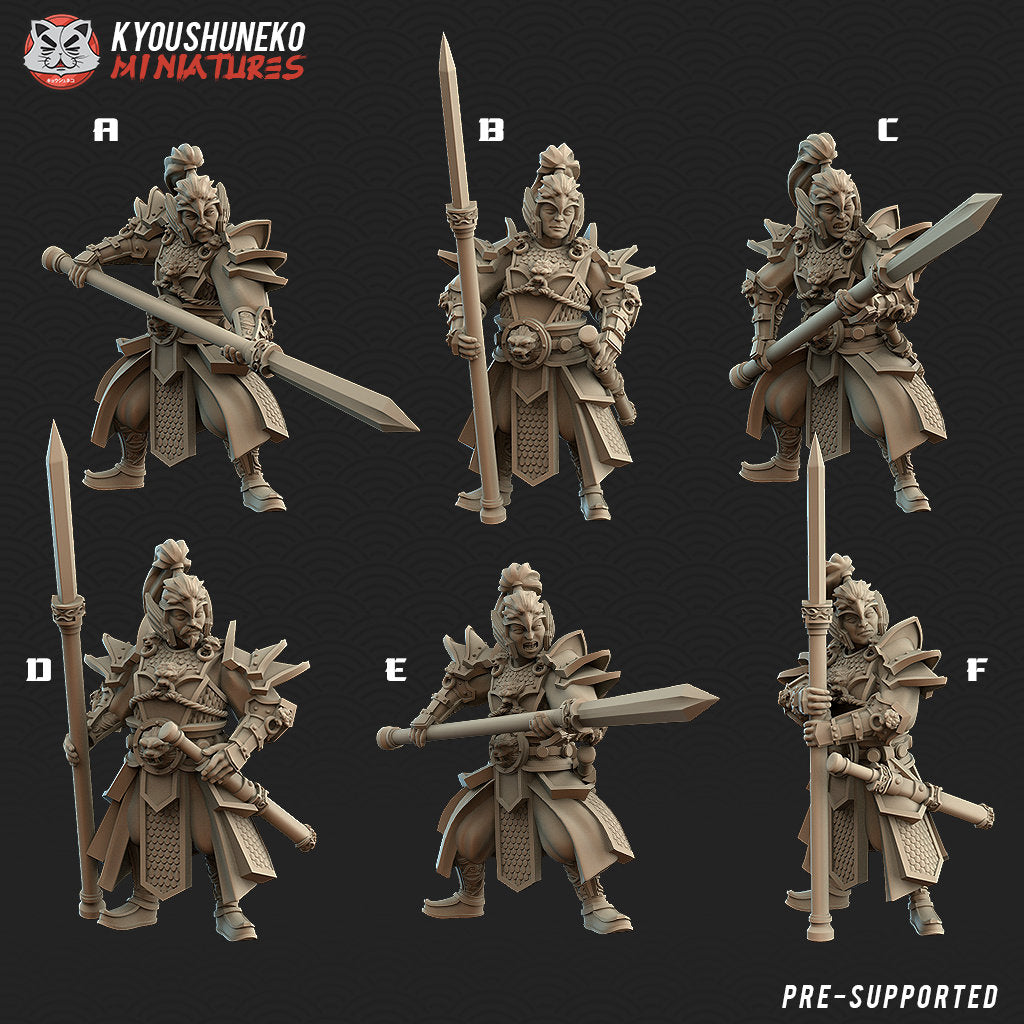 Chinese Imperial Guard Spearmen | Resin 3D Printed Miniatures | Kyoushuneko | Table Top Gaming | RPG | D&D | Pathfinder