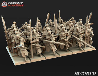 Chinese Imperial Guard Spearmen | Resin 3D Printed Miniatures | Kyoushuneko | Table Top Gaming | RPG | D&D | Pathfinder