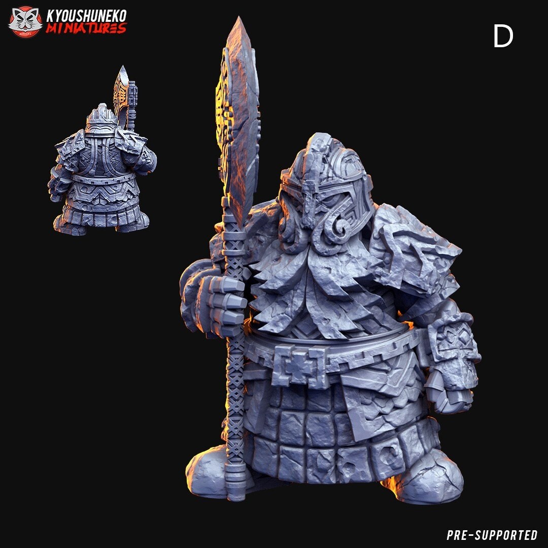 Dwarf Rune Guardians | Big Models! | Resin 3D Printed Miniatures | Kyoushuneko | Table Top Gaming | RPG | D&D | Pathfinder
