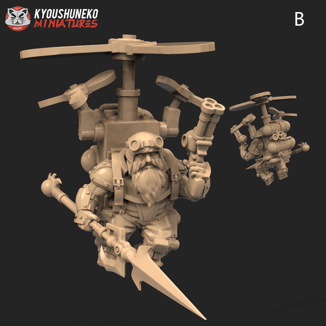 Dwarf Sky Warriors | Resin 3D Printed Miniatures | Kyoushuneko | Table Top Gaming | RPG | D&D | Pathfinder