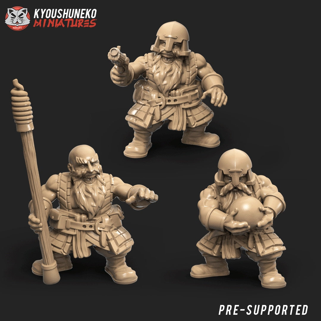 Dwarf Cannon with 3x Crew | Resin 3D Printed Miniatures | Kyoushuneko | Table Top Gaming | RPG | D&D | Pathfinder