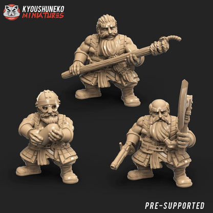 Dwarf Flame Cannon with 3x Crew | Resin 3D Printed Miniatures | Kyoushuneko | Table Top Gaming | RPG | D&D | Pathfinder