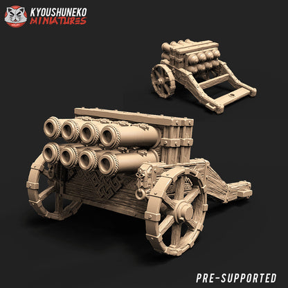 Dwarf Organ Gun with 3x Crew | Resin 3D Printed Miniatures | Kyoushuneko | Table Top Gaming | RPG | D&D | Pathfinder