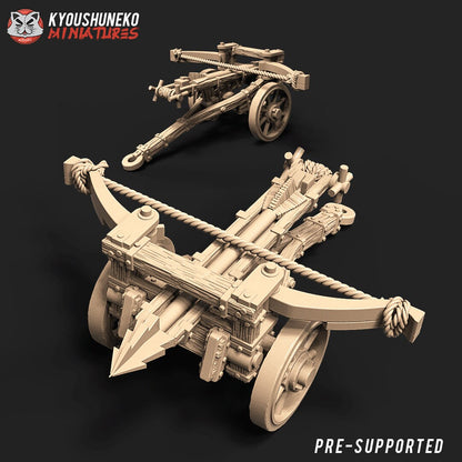Dwarf Bolt Thrower with 3x Crew | Resin 3D Printed Miniatures | Kyoushuneko | Table Top Gaming | RPG | D&D | Pathfinder
