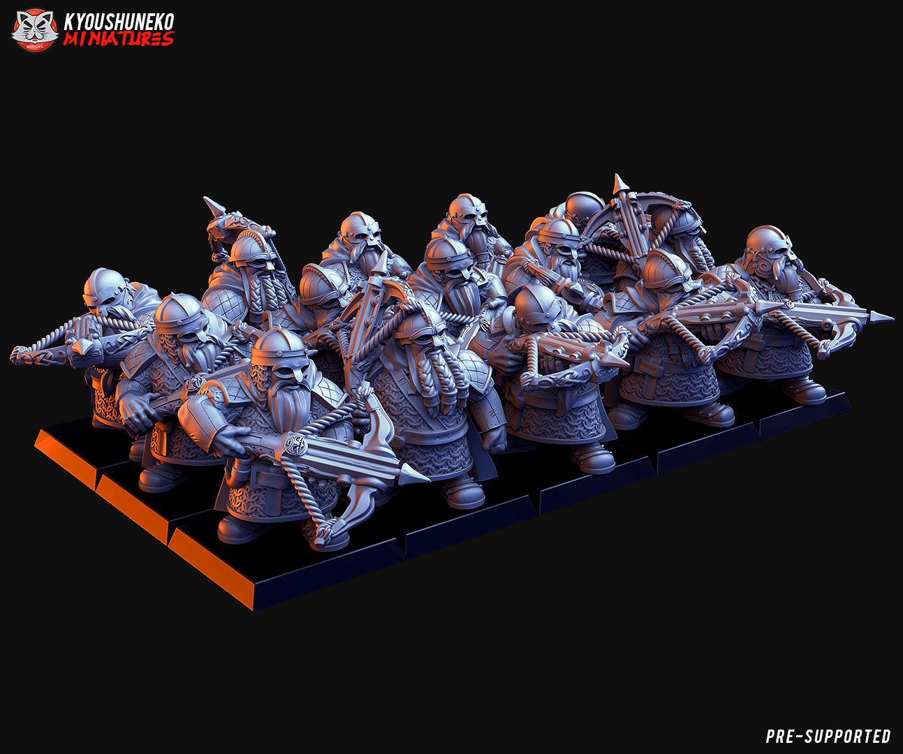 Dwarf Quarrellers | Crossbowmen | Resin 3D Printed Miniatures | Kyoushuneko | Table Top Gaming | RPG | D&D | Pathfinder