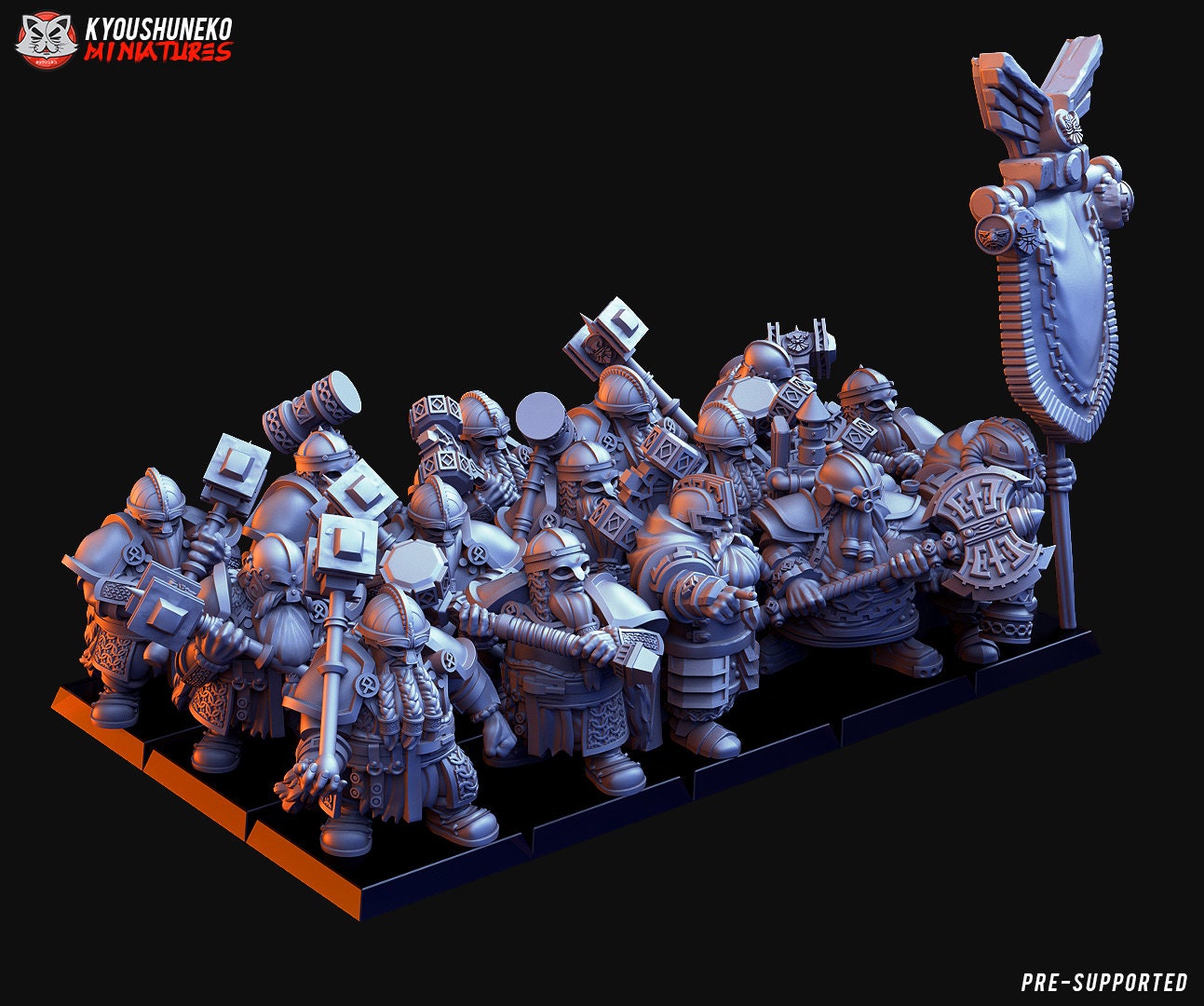 Dwarf Hammerers | Resin 3D Printed Miniatures | Kyoushuneko | Table Top Gaming | RPG | D&D | Pathfinder