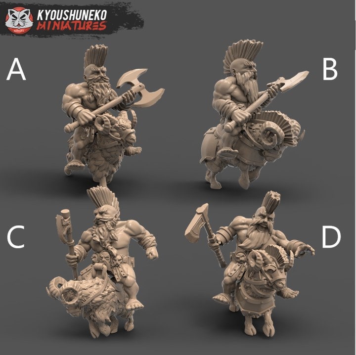 Dwarf Slayer Cavalry (two handed axe) | Resin 3D Printed Miniatures | Kyoushuneko | Table Top Gaming | RPG | D&D | Pathfinder
