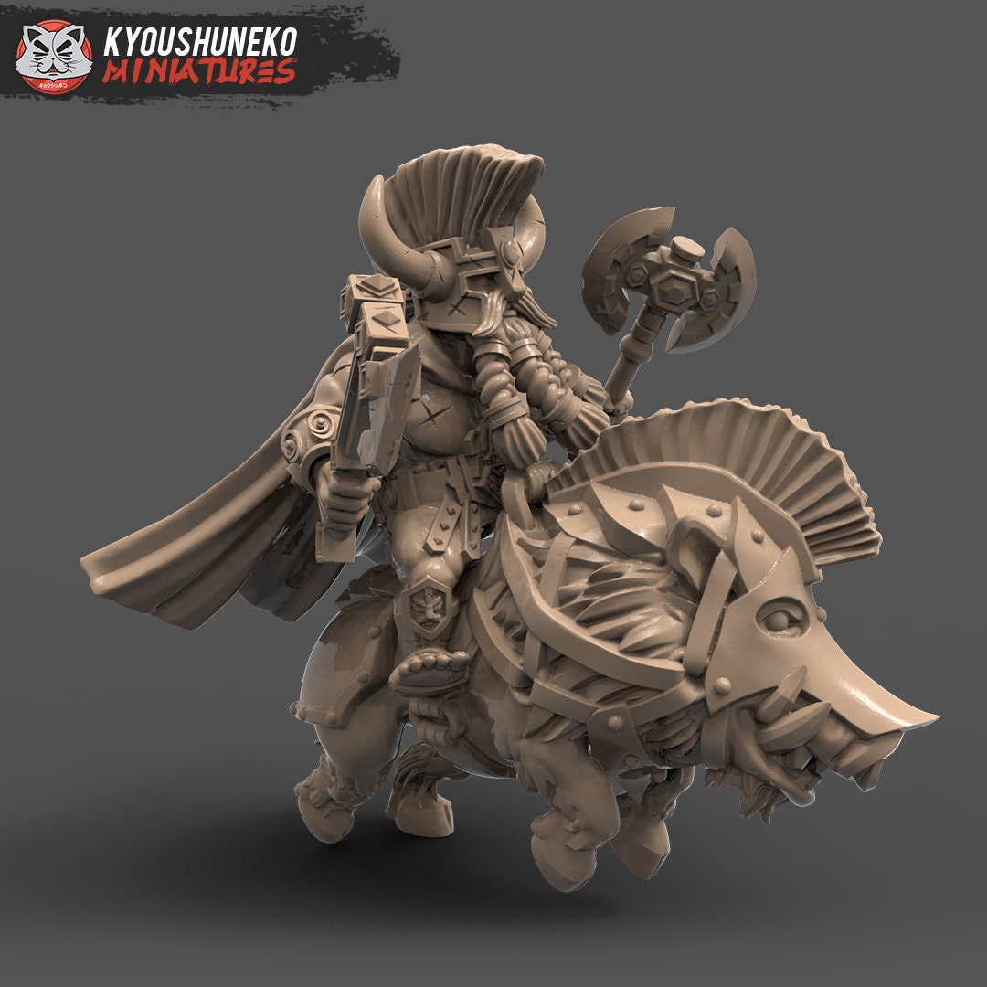 Dwarf Slayer Lord (Mounted) | Resin 3D Printed Miniatures | Kyoushuneko | Table Top Gaming | RPG | D&D | Pathfinder