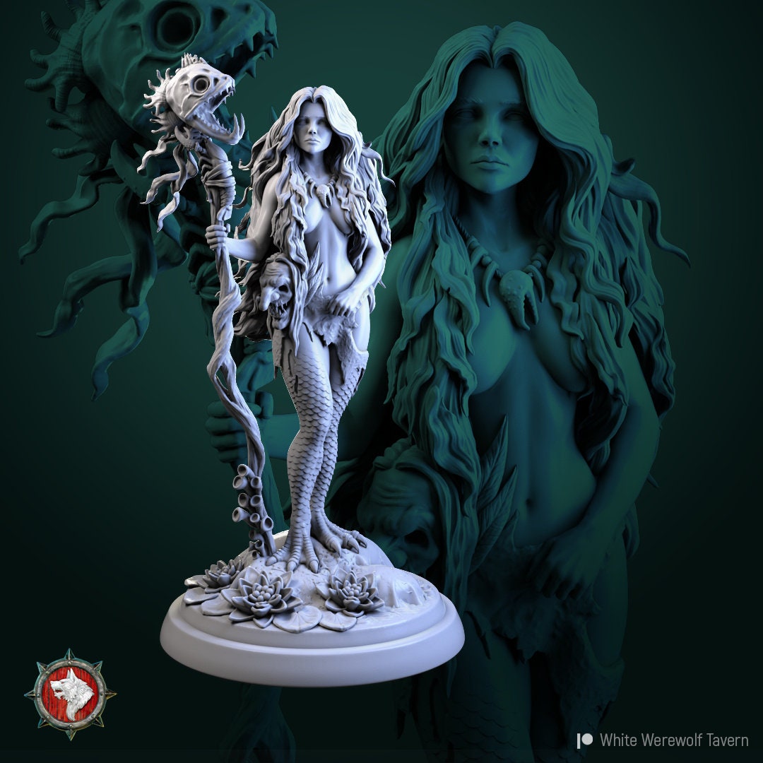 Greta Fish | Multiple Scales | Resin 3D Printed Miniature | White Werewolf Tavern | RPG | D&D | DnD