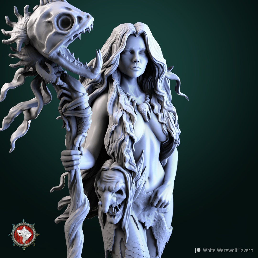 Greta Fish | Multiple Scales | Resin 3D Printed Miniature | White Werewolf Tavern | RPG | D&D | DnD
