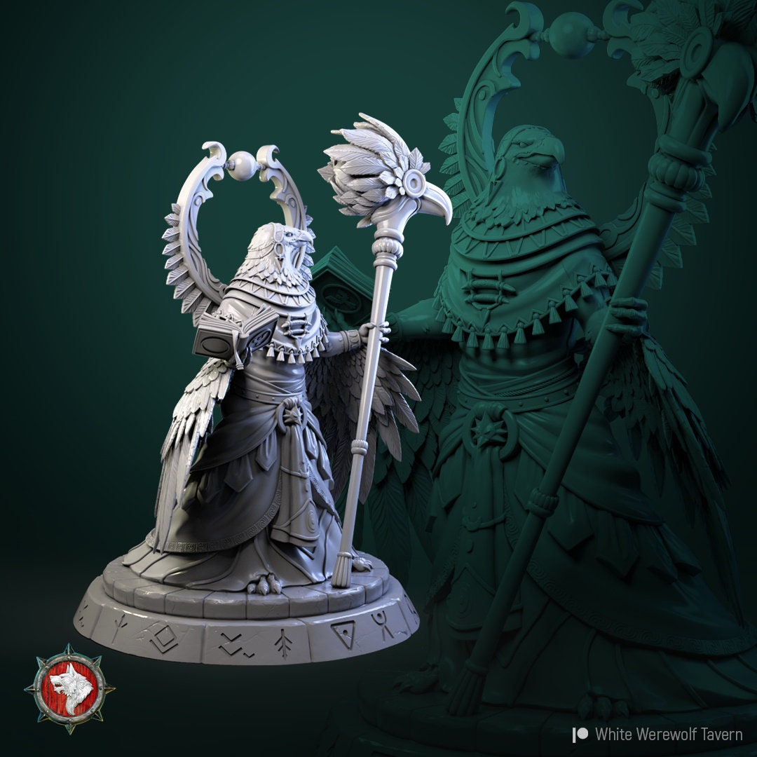 Ayalau The Aarakocra Priestess | Multiple Scales | Resin 3D Printed Miniature | White Werewolf Tavern | RPG | D&D | DnD
