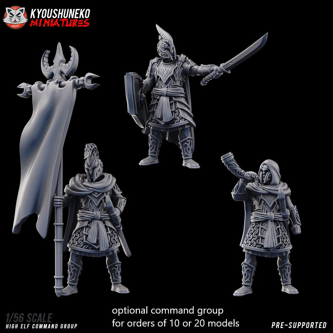 High Elf Shadow Warriors | Bows or Swords | Resin 3D Printed Miniatures | Kyoushuneko | Table Top Gaming | RPG | D&D | Pathfinder