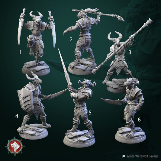Dragonborn Warriors | Resin 3D Printed Miniature | White Werewolf Tavern
