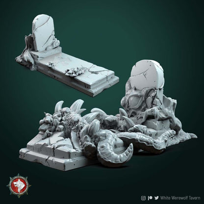 Mimic Grave | Multiple Scales | Resin 3D Printed Miniature | White Werewolf Tavern