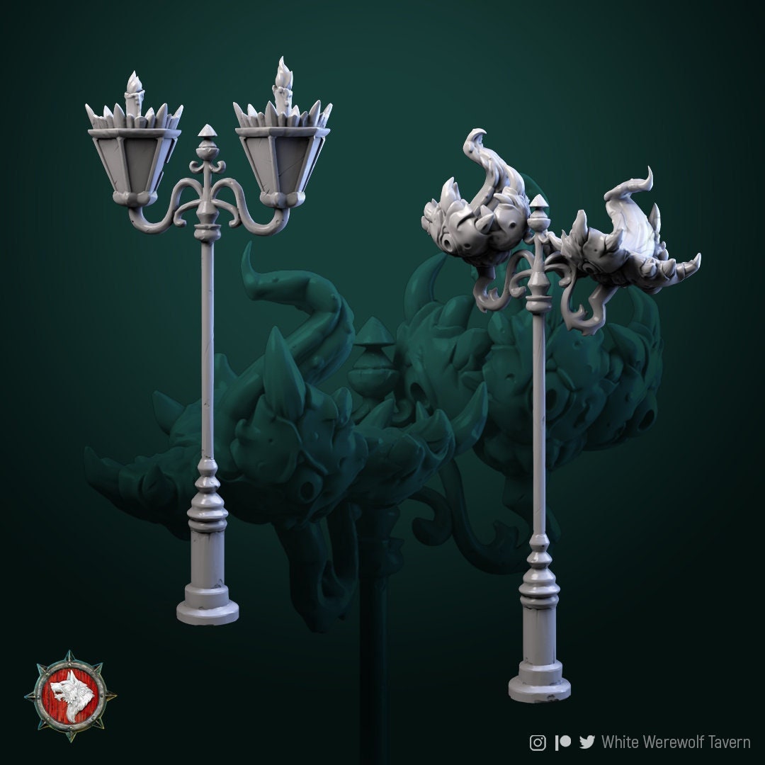 Lantern Mimic and Lantern | Multiple Scales | Resin 3D Printed Miniature | White Werewolf Tavern