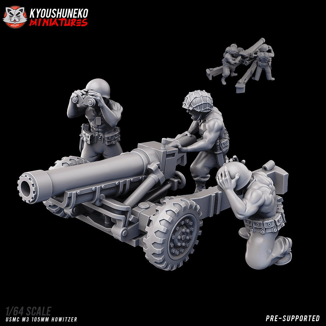 WW2 USMC Howitzer Artillery Team | Resin 3D Printed Miniature | Kyoushuneko