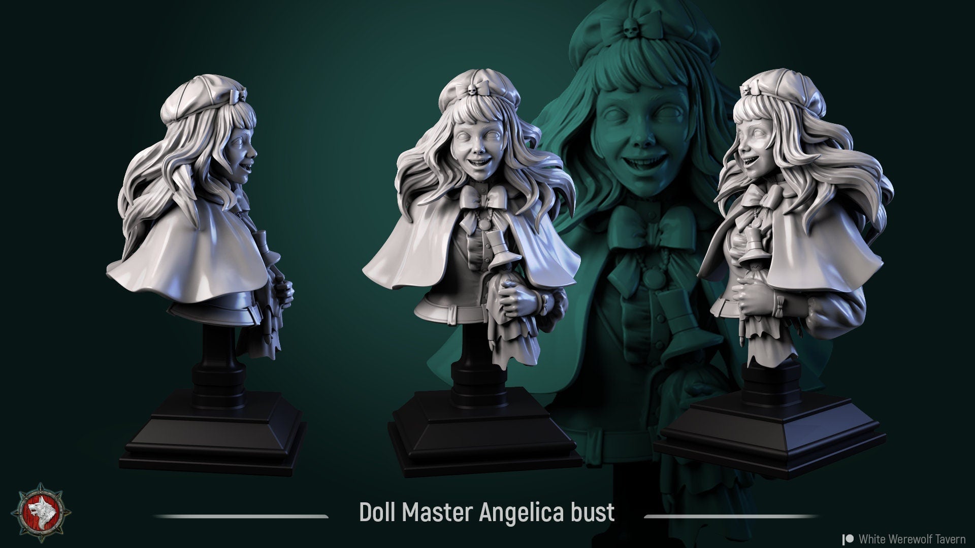 Angelica | Bust | Resin 3D Printed Miniature | White Werewolf Tavern