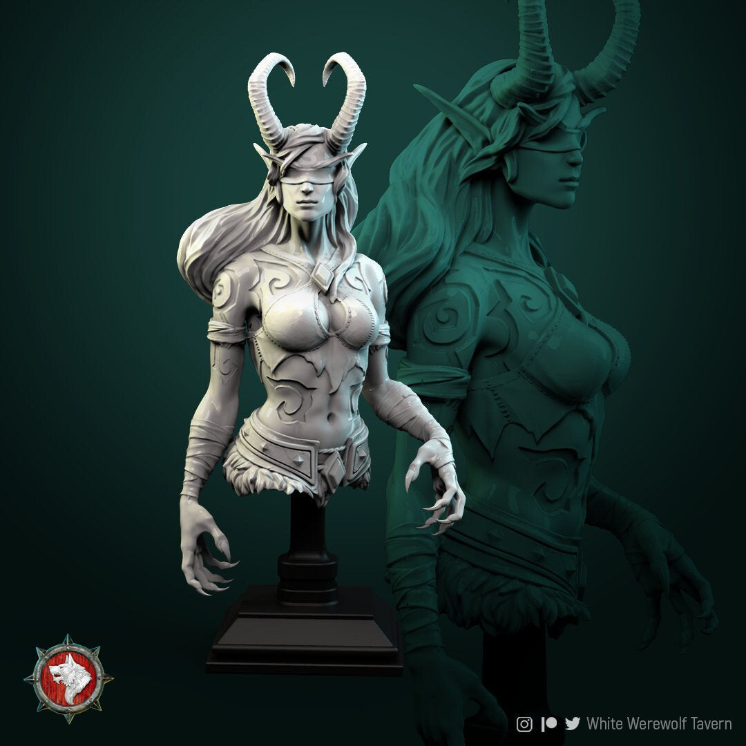 Demon Hunter - Female | Bust | Resin 3D Printed Miniature | White Werewolf Tavern
