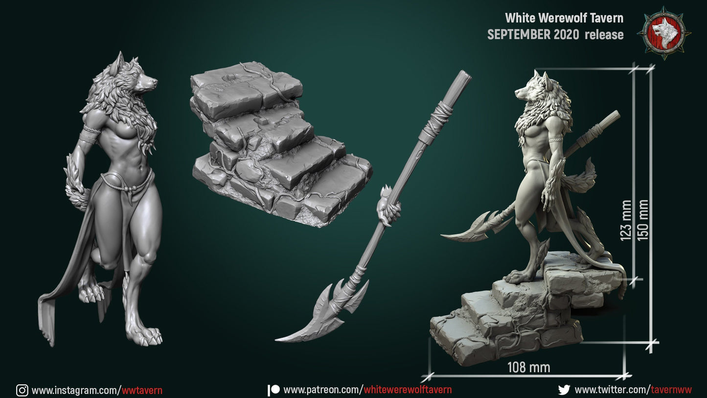The Werewolf Queen - Oleana | Multiple Scales | Resin 3D Printed Miniature | White Werewolf Tavern